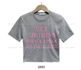Media lettering cropped short-sleeved