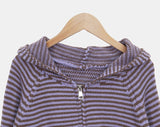Seoan Stripe Two-Way Knit Hood Zip-Up