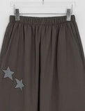 [BAONHAUS] Corylin Star Patch Banding Wide Pants