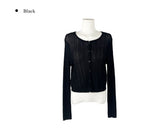 Lemin Summer Rib Round Loose Fit Long Sleeve Cardigan