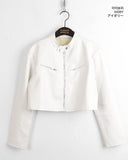 Bottle Biker Pocket Cropped Leather Jacket