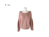 Pogo Openwork Loose Fit One-Shoulder Boat Neck Knit
