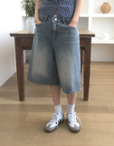 Tout Washed Wide Denim Bermuda Pants