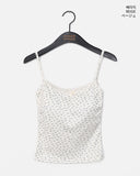 [with cup] Lipo Flower Lace Ribbon Sleeveless