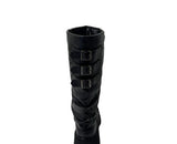Hapa Leather Warmer Buckle Platform Sole Long Boots