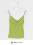 Orr Eyelet Punching Shirring V-Neck Strap Sleeveless