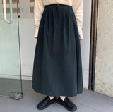 Lovey pin tuck cotton banding long skirt FW ver