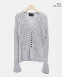 BL Button Point Ribbed Slim Cardigan
