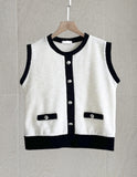 Mardi Color Matching Boucle Knit Sleeveless Banding Shorts Set