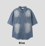Frue Vintage Washing Denim Half Shirt
