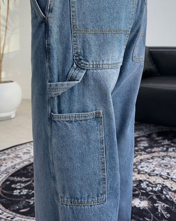 【SATIIIZ】Mile Washing Carpenter Denim Pants Mile Washing Carpenter Denim Pants - satiiiz