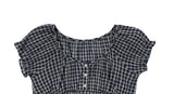 Epu Check Short Sleeve Seersucker Blouse