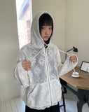 [MADE] Deki Flower Punching Long Sleeve Hooded Zip-up
