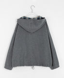 [BAONHAUS] Amoki check color fleece hood zip-up jumper