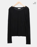 Dehin Pintuck Tencel Layered Long Sleeve T-shirt