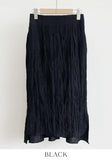 Deloe Wrinkle Unbalance Slit Long Skirt