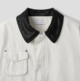 Mel pocket leather pointed work jacket
