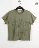 Pecan Tattoo Printed Semi-Crop Short Sleeve T-Shirt