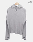Bre High Neck Waffle Warmer Hooded Long Sleeve T-Shirt