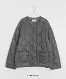 [unisex] Curie Button V-neck Pocket Quilted Jumper