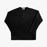 Bebro Tweed Henley Neck Long Sleeve Tee