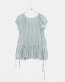 Serine Tiered Ribbon String Wrinkle Short Sleeve Blouse
