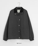 [BAONHAUS] Kitft Flower Corduroy Color Matching Collar Bomber Jacket