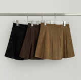 Corduroy A-line Pleated Mini Skirt Pants