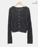 Fan-on Pendant Round Knit Crop Cardigan