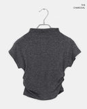 Horin Shirring Half Turtleneck Short Sleeve T-Shirt