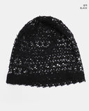 Stripe Punching Mesh See-Through Beanie