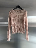Torsion Smoke Shirring Sheer See-Through T-shirt