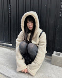 [MADE/Brushed Lining] Harbin Fluffy Suede Mustang Hood Short Coat
