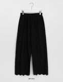 Nibont Summer Embroidery Punching Banding Wide Pants