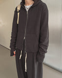 Henne warmer layered two way hoodie zip-up