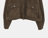Linu Fleece Lining High-Neck Suede Jacket