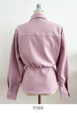 Lumie Collar Pintuck Shirring Wrap Blouse