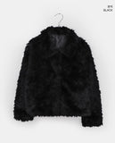 Leon collar quilted fur half jacket