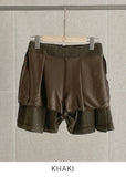 Deluel Wool Check Pleats Mini Skirt Pants (Belt set)