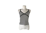 Cotter Punching Stripe Sleeveless Cardigan Set