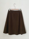 Shalon Unbalanced Pintuck Wool Flare Skirt