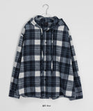 [unisex] Kudeni Peach Fuzz Check Hood Shirt