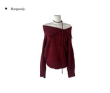 [Choker set] Nerlin One-Shoulder Loose Fit Choker Knit