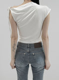 Rolls one-shoulder short-sleeved T-shirt