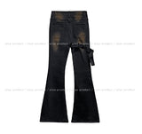 Boldy Eyelet Belted Bootcut Denim Pants