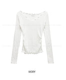 Heroni Ruffle Ribbed Long Sleeve