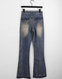 Kimman Y2K Crack Washing Gold Embroidery Long Bootcut Denim Pants