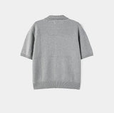 Leviron Two-Pocket Cut-out Collar Short-Sleeve Cardigan