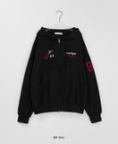 Cohidden Embroidery Printing Two-Way Over Hood Zip-Up