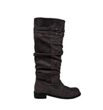 Double eyelet suede long boots